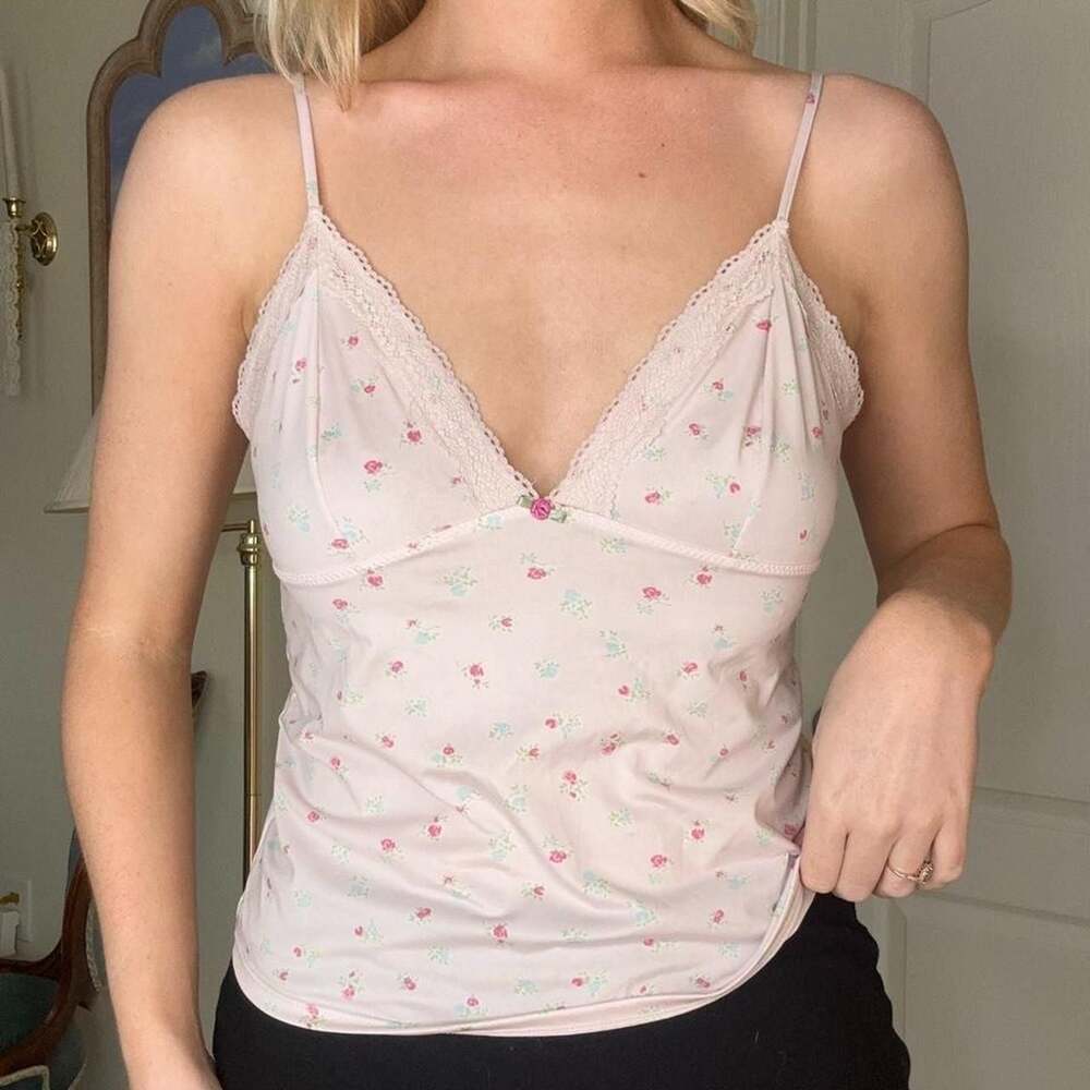 Jessica Simpson Floral Lace Trim Cami Top